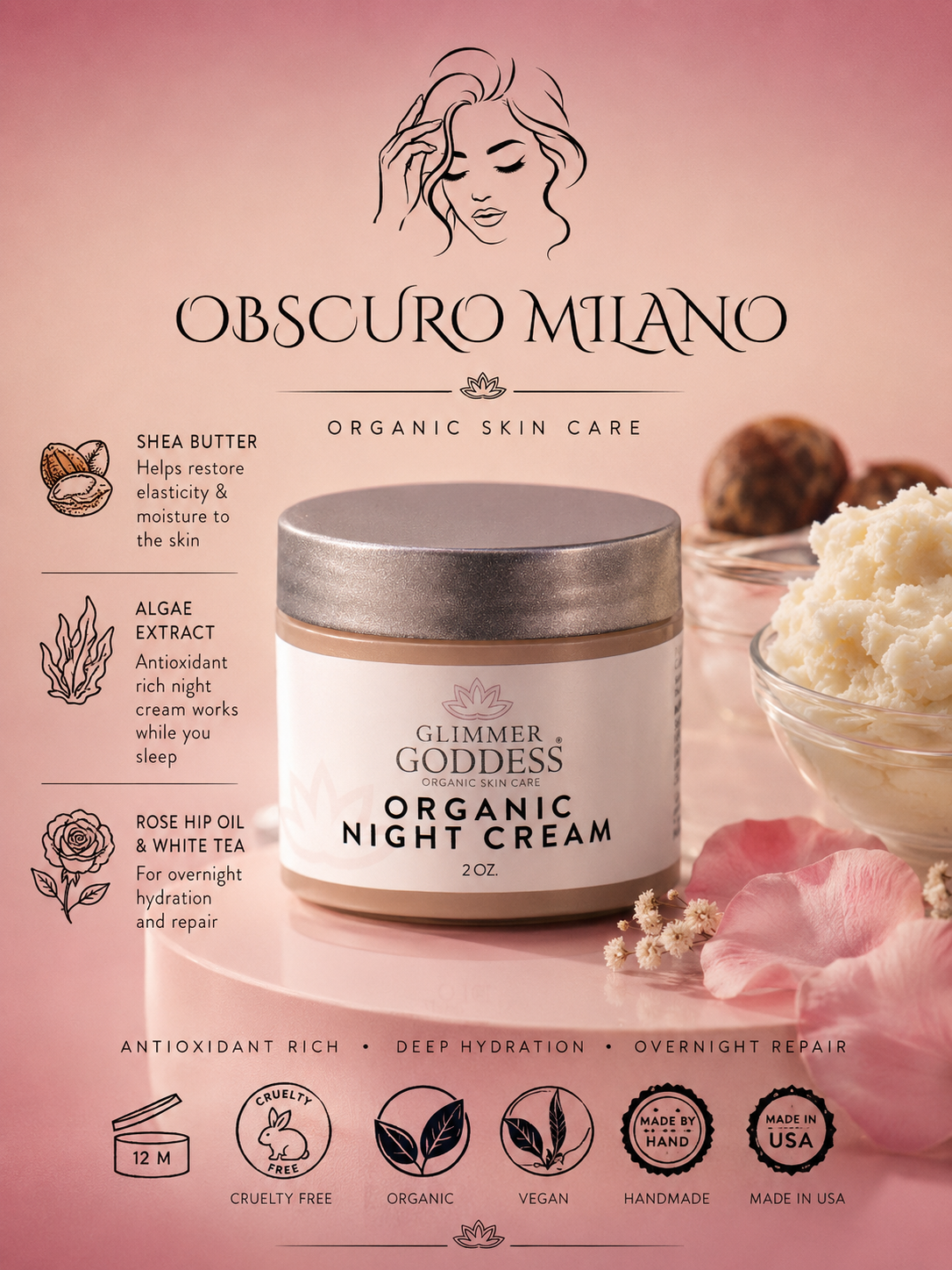 OM Organic Skin Renewal Night Face Cream - Hydrates & Lifts